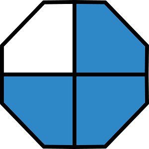 Blue Octagon Fraction 3:4