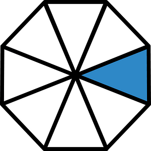 Blue Regular Octagon Fraction 1:8