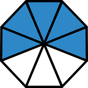 Blue Regular Octagon Fraction 5:8