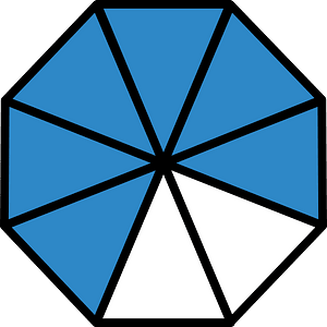 Blue Regular Octagon Fraction 6:8