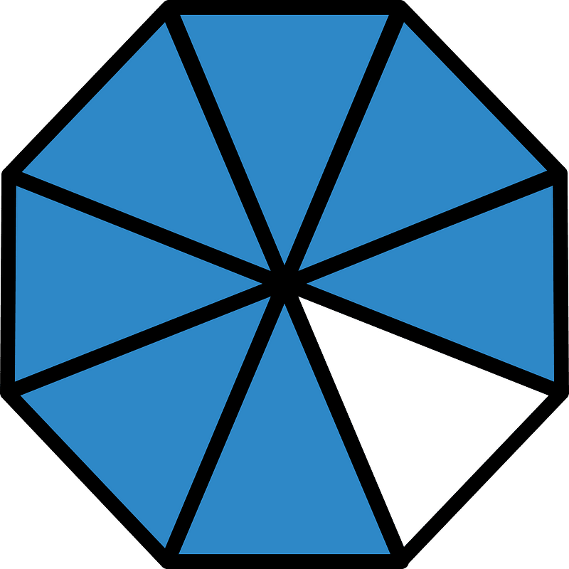 Blue Regular Octagon Fraction 7:8