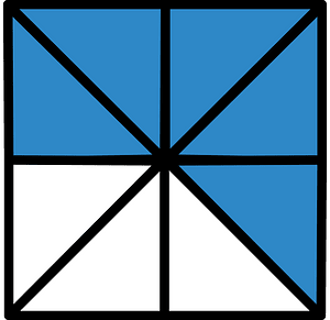 Blue Square Fraction 5:8