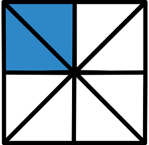 Blue Square Fraction 2:8