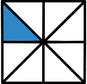 Blue Square Fraction 1:8
