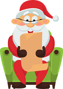 Santa Claus reading a letter in the armchair