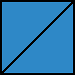 Blue Square Fraction 2:2
