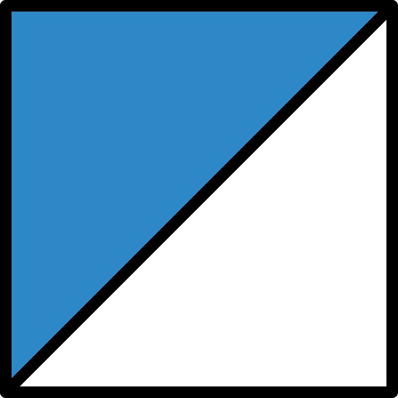 Blue Square Fraction 1:2