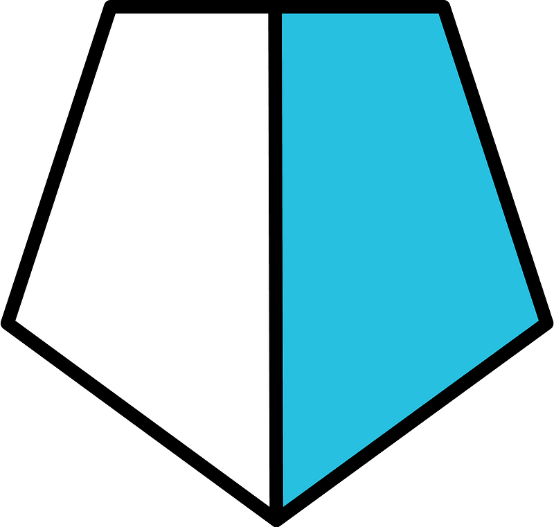 Cerulean-Blue Pentagon Fraction 1:2