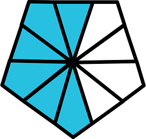 Cerulean-Blue Pentagon Fraction 6:10