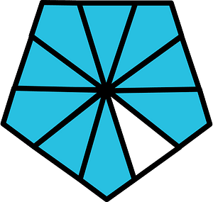 Cerulean-Blue Pentagon Fraction 9:10