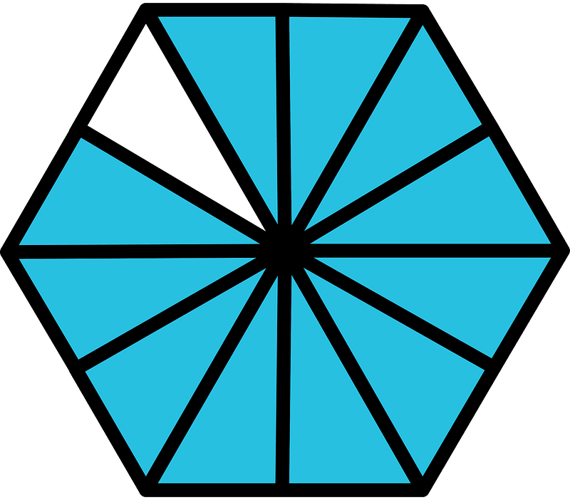 Cerulean-Blue Hexagon Fraction 11:12