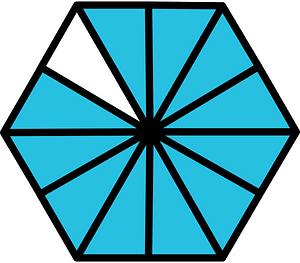 Cerulean-Blue Hexagon Fraction 11:12