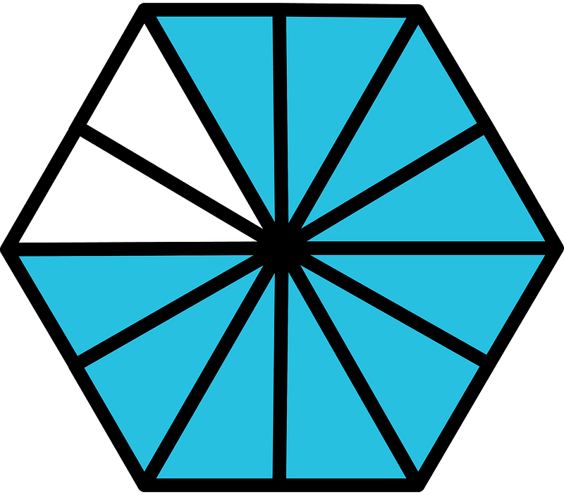 Cerulean-Blue Hexagon Fraction 10:12