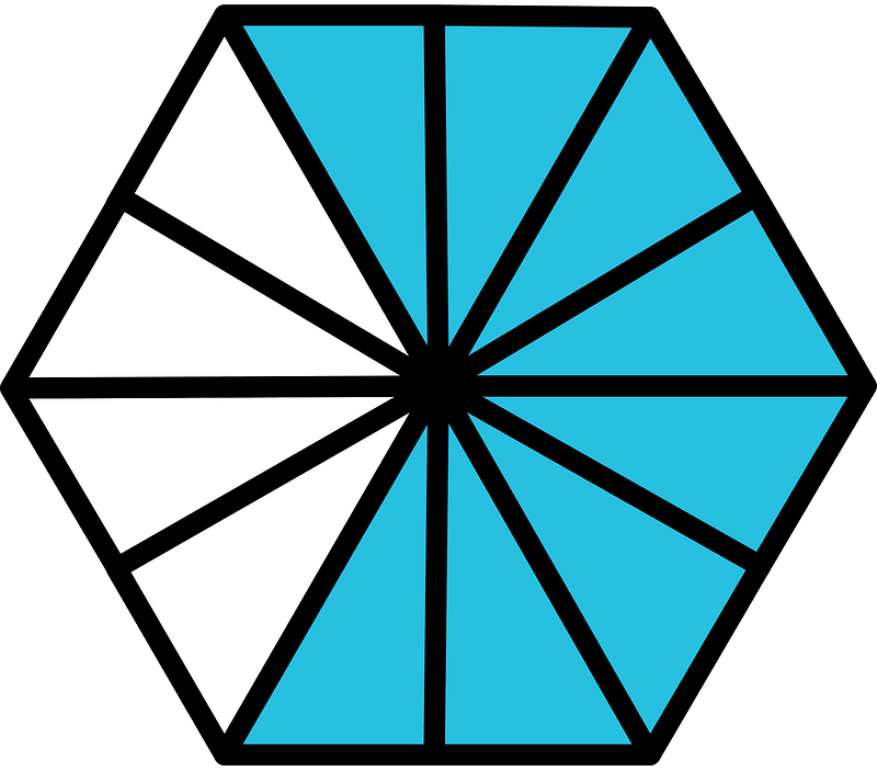 Cerulean-Blue Hexagon Fraction 8:12