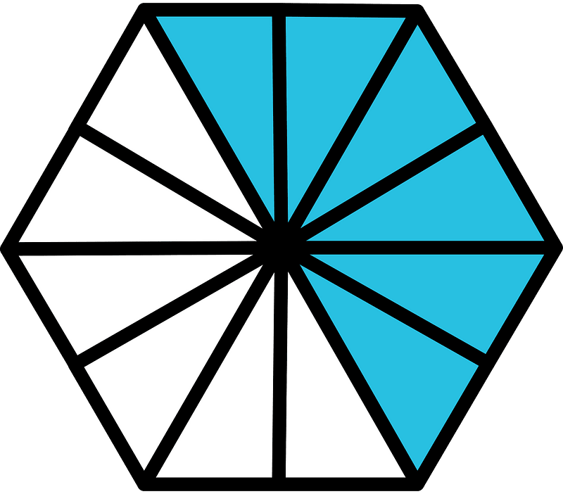Cerulean-Blue Hexagon Fraction 6:12