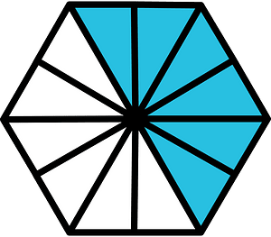 Cerulean-Blue Hexagon Fraction 6:12