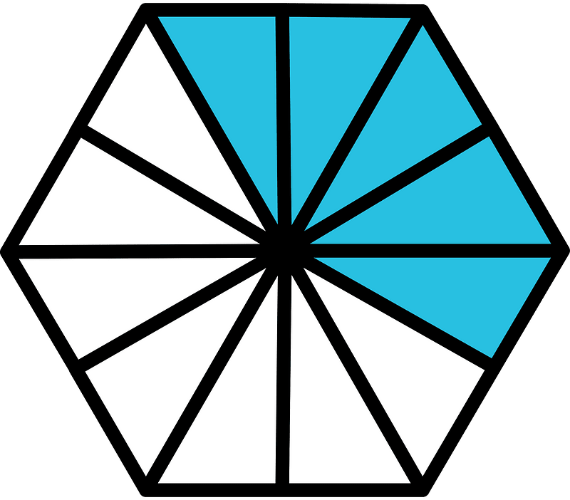 Cerulean-Blue Hexagon Fraction 5:12