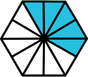 Cerulean-Blue Hexagon Fraction 5:12