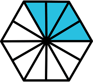 Cerulean-Blue Hexagon Fraction 4:12