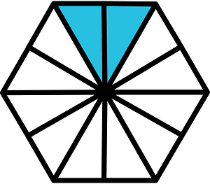 Cerulean-Blue Hexagon Fraction 2:12