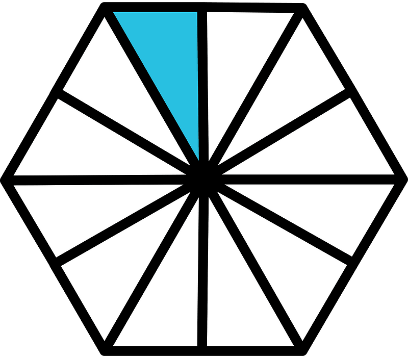 Cerulean-Blue Hexagon Fraction 1:12