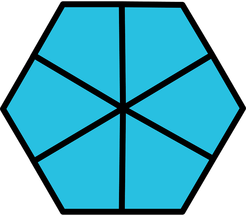 Cerulean-Blue Hexagon Fraction 6:6