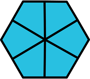 Cerulean-Blue Hexagon Fraction 6:6