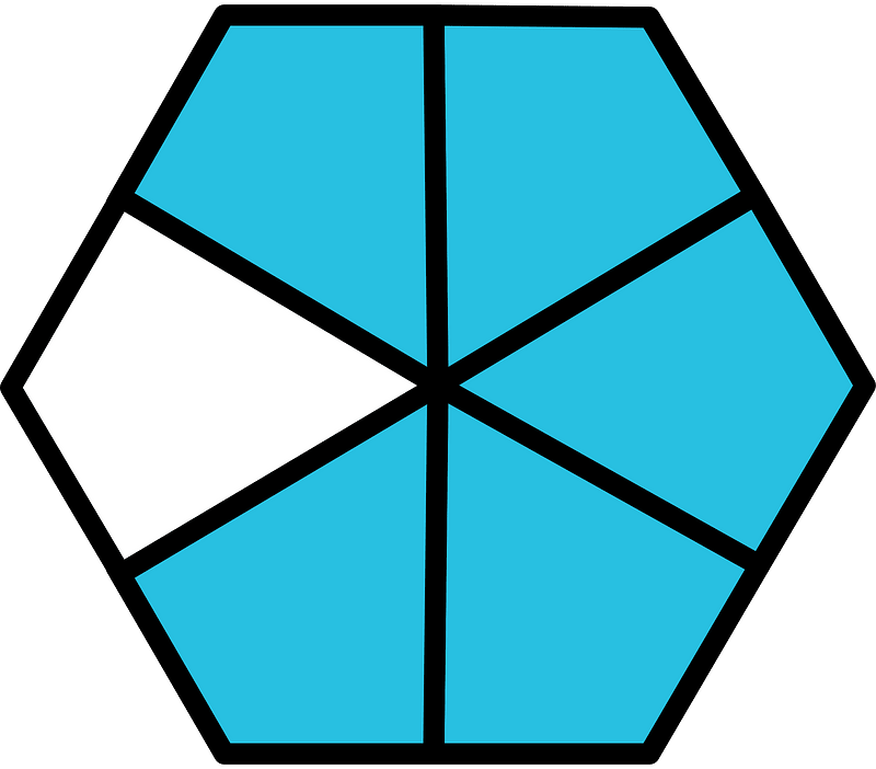 Cerulean-Blue Hexagon Fraction 5:6