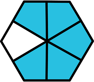 Cerulean-Blue Hexagon Fraction 5:6