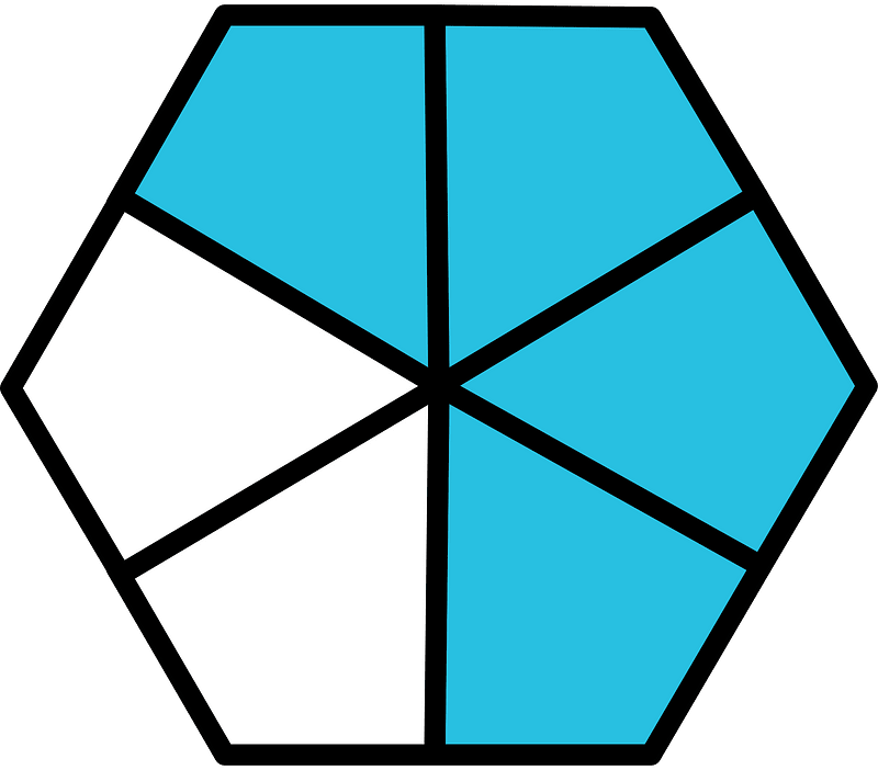 Cerulean-Blue Hexagon Fraction 4:6