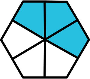 Cerulean-Blue Hexagon Fraction 3:6