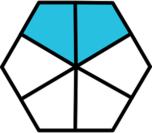 Cerulean-Blue Hexagon Fraction 2:6