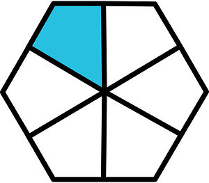 Cerulean-Blue Hexagon Fraction 1:6