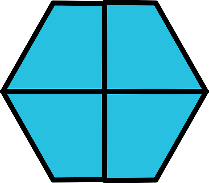 Cerulean-Blue Hexagon Fraction 4:4
