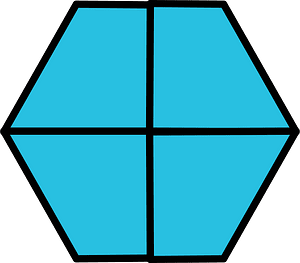 Cerulean-Blue Hexagon Fraction 4:4