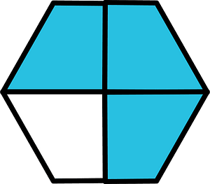 Cerulean-Blue Hexagon Fraction 3:4