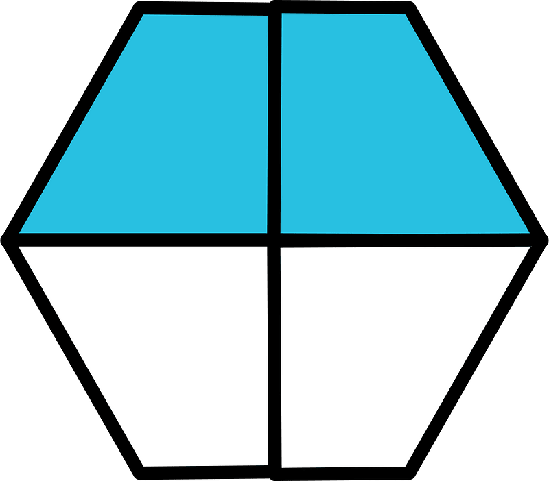 Cerulean-Blue Hexagon Fraction 2:4