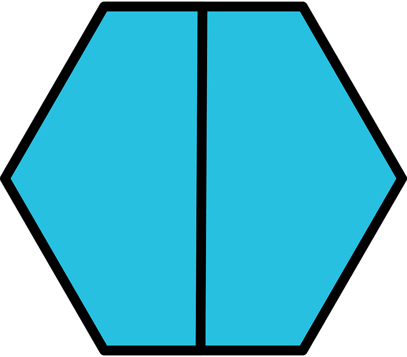Cerulean-Blue Hexagon Fraction 2:2