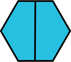 Cerulean-Blue Hexagon Fraction 2:2
