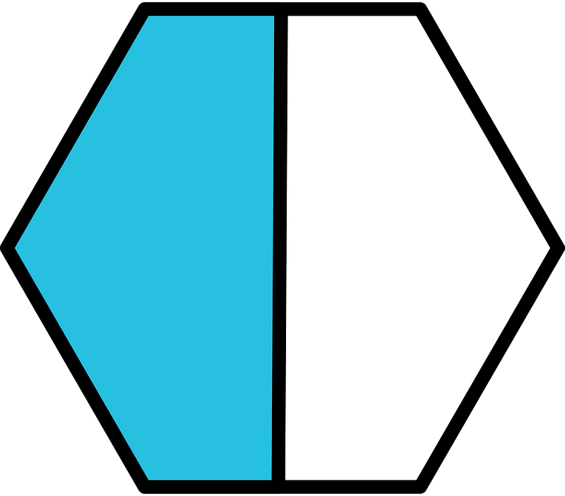 Cerulean-Blue Hexagon Fraction 1:2