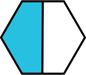 Cerulean-Blue Hexagon Fraction 1:2