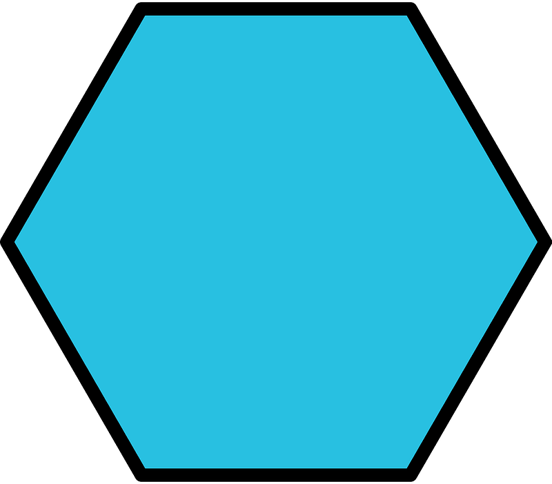 Cerulean-Blue Hexagon Fraction 1:1