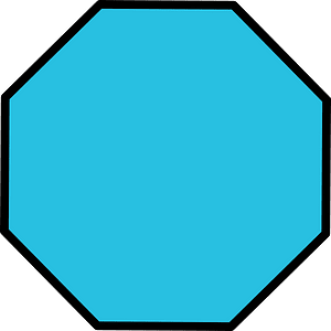 Cerulean-Blue Octagon Fraction 1:1