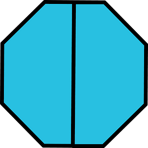 Cerulean-Blue Octagon Fraction 2:2