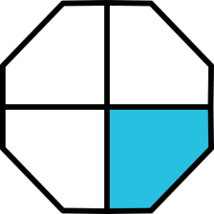 Cerulean-Blue Octagon Fraction 1:4