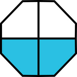 Cerulean-Blue Octagon Fraction 2:4