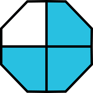 Cerulean-Blue Octagon Fraction 3:4