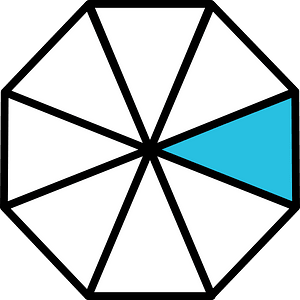 Cerulean-Blue Regular Octagon Fraction 1:8
