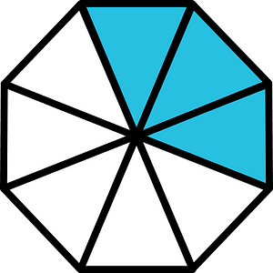 Cerulean-Blue Regular Octagon Fraction 3:8