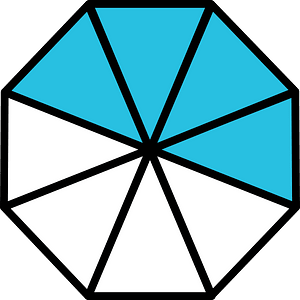 Cerulean-Blue Regular Octagon Fraction 4:8